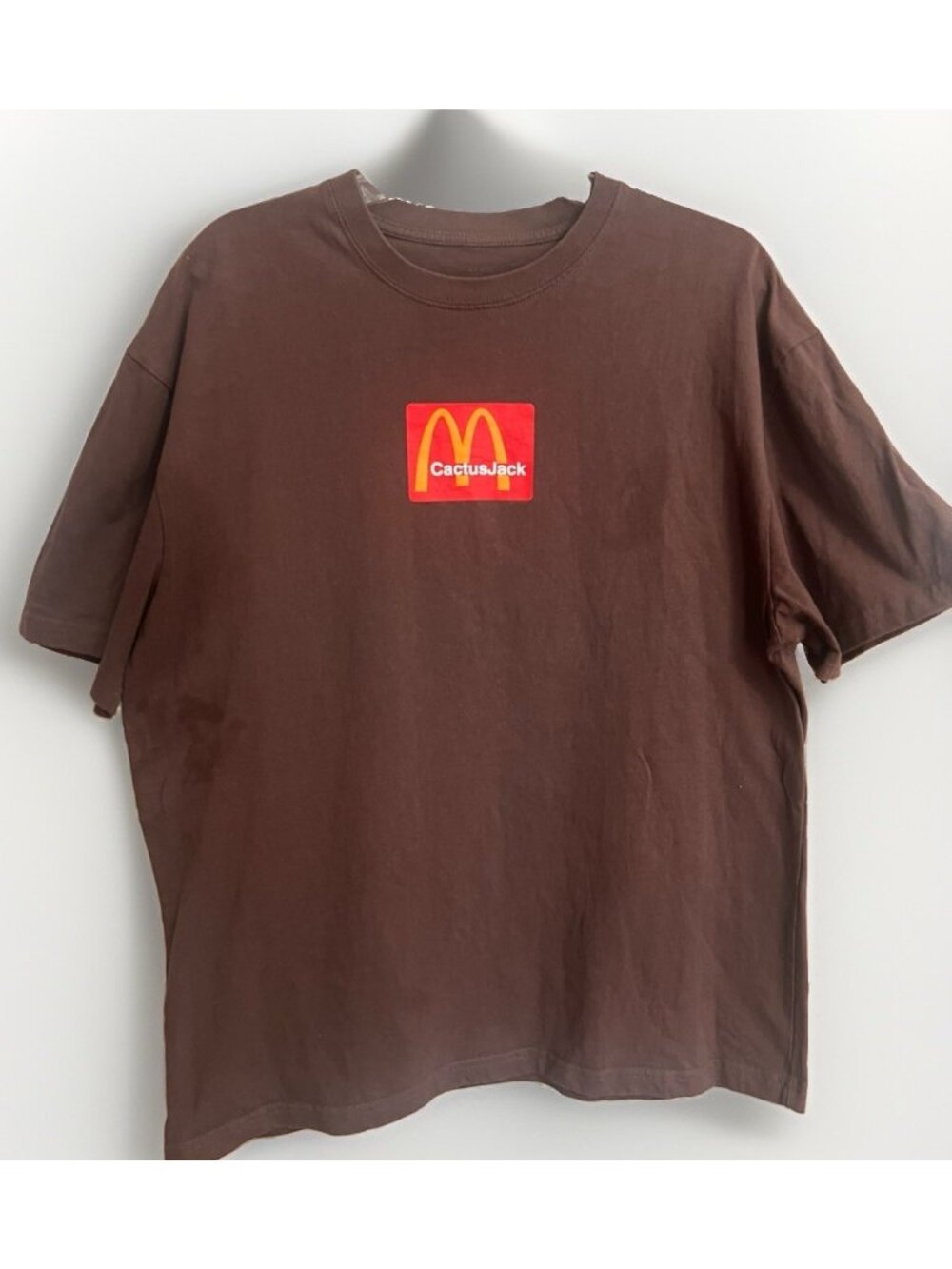 Travis Scott x McDonalds Cactus Jack Brown Sesame Seed T-Shirt Mens Size Large.